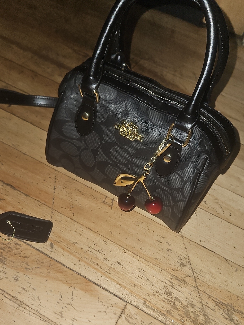 Cute Coach Purse/satchle With Cherry Charm
